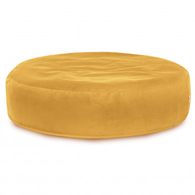 Jaune moutarde Coussin Pouf Rond Monaco velours
