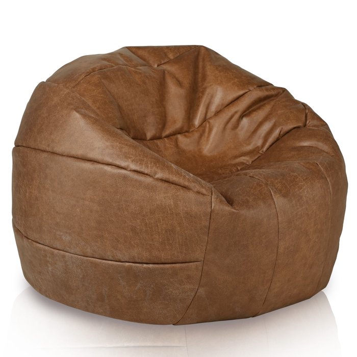 Marron Pouf De Football Premium Naturel Cuir