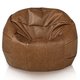 Marron Pouf De Football Premium Naturel Cuir