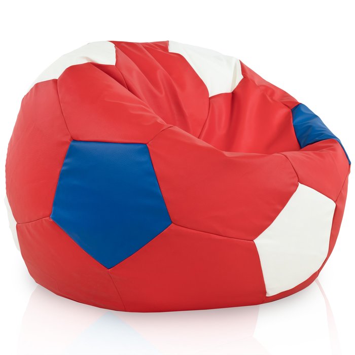 Rouge multicolore Pouf De Football simili-cuir