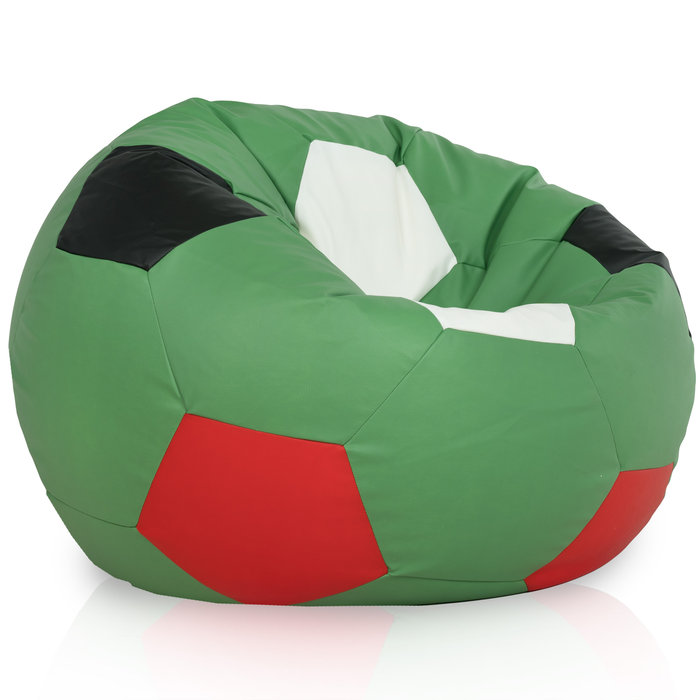 Vert multicolore Pouf De Football simili-cuir