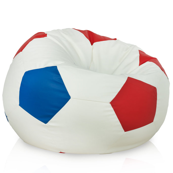 Blanc multicolore Pouf De Football simili-cuir