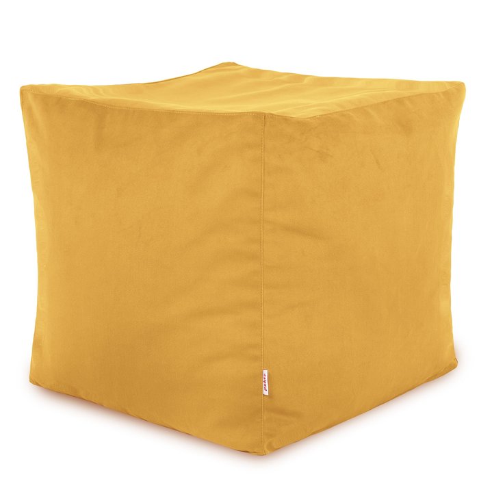 Jaune moutarde Pouf Cube Intérieure velours