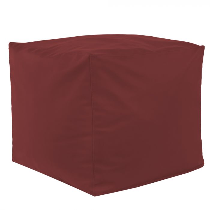 Rouge foncé Pouf Cube simili-cuir