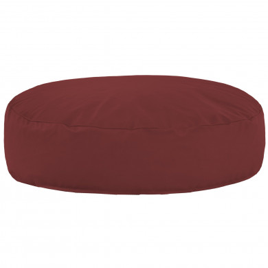 Rouge foncé Coussin Pouf Rond Monaco simili-cuir