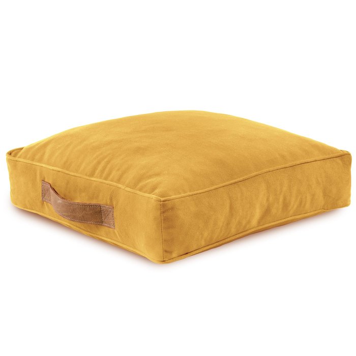 Jaune moutarde Coussin Carré velours