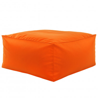 Orange Pouf Table Florence simili-cuir