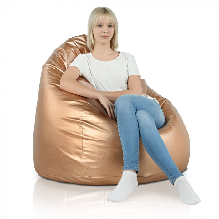 Cuivre Métallique Pouf Poire Simili-Cuir