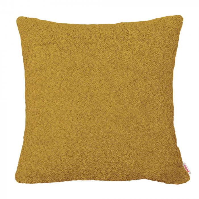 Senf Boucle quadratisches kissen