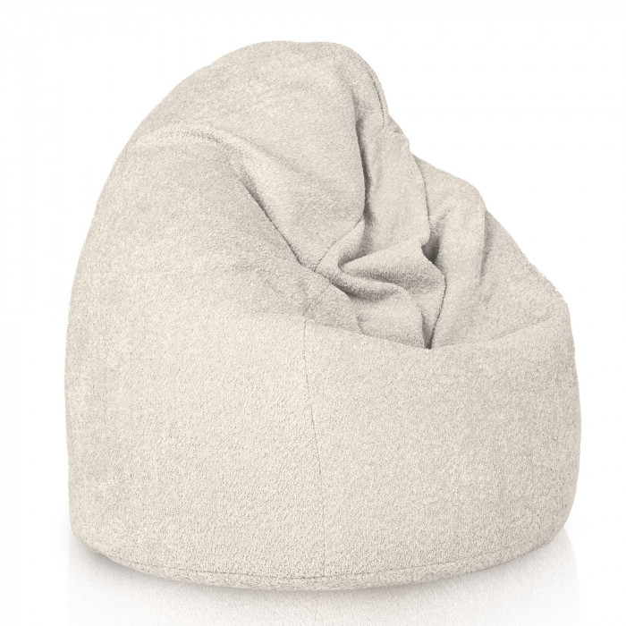 Ecru géant pouf poire XXL bouclé