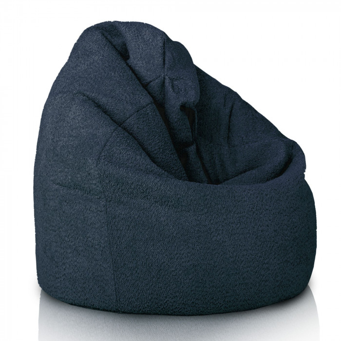 Bleu marine pouf poire XL bouclé