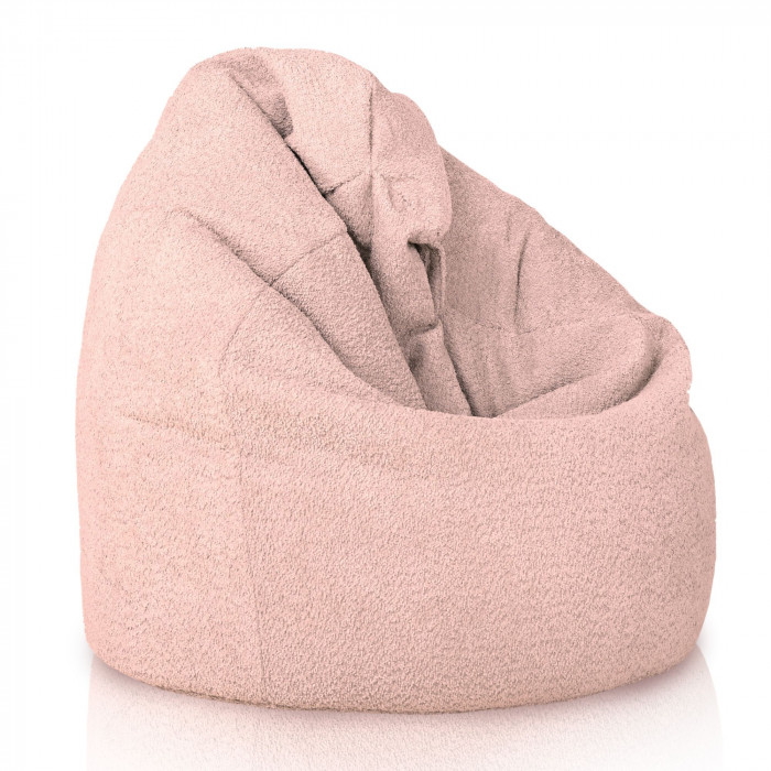 Rose poudré pouf poire XL bouclé