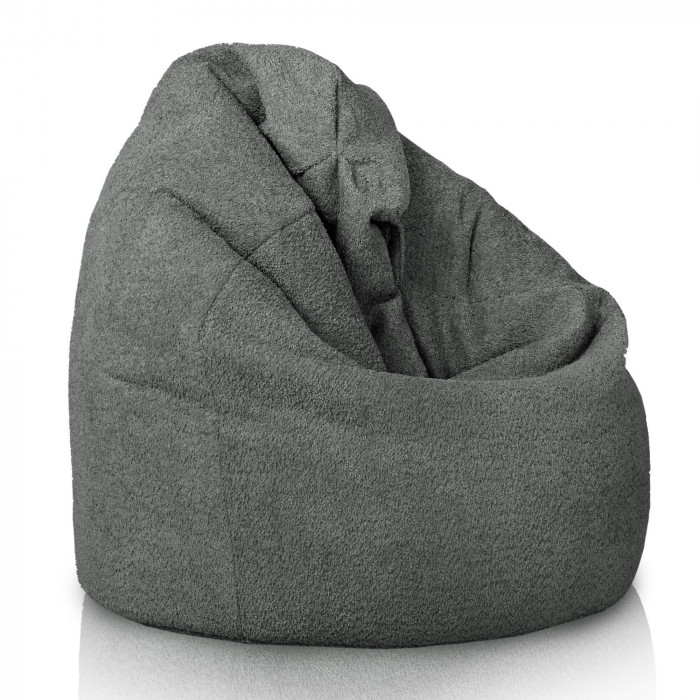 Gris pouf poire XL bouclé