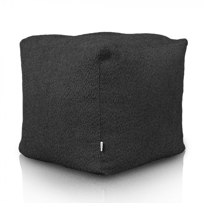 noir Pouf Cube Boucle