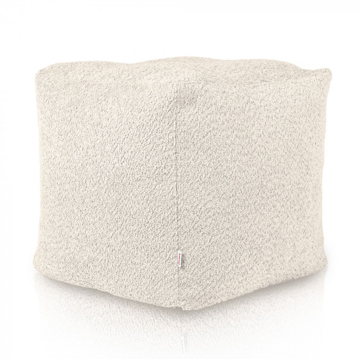 Ecru Pouf Cube Boucle