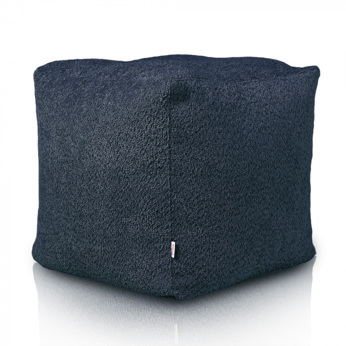 bleu foncé Pouf Cube Boucle