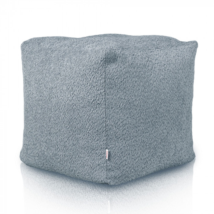 bleu Pouf Cube Boucle