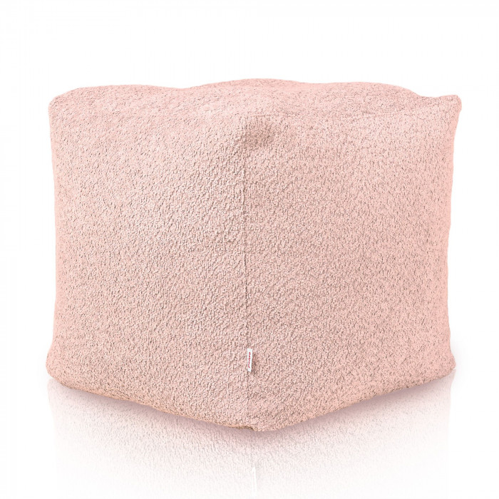 Rose poudré pouf cube boucle