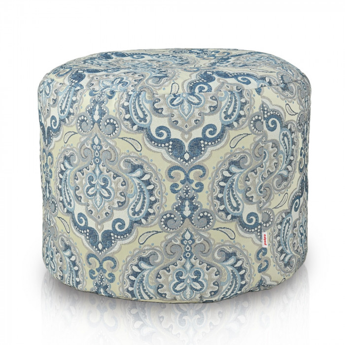 Bleu tissé pouf cylindre intérieure