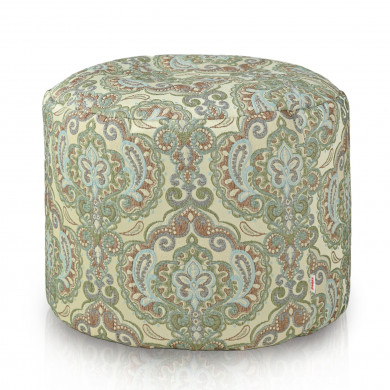 Ornement oriental vert sur tissu texturé pouf cylindre intérieure