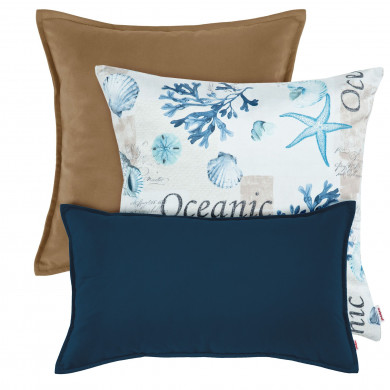 Set d'oreillers Ocean beige et bleu marine