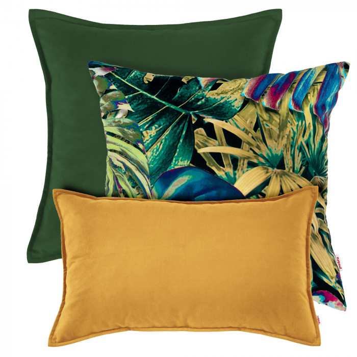 Set de coussins vert moutarde Tropic