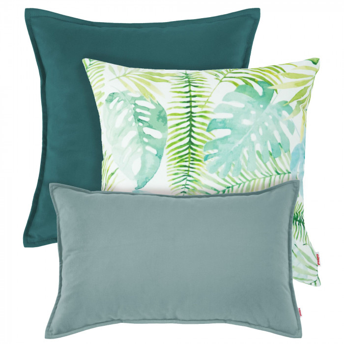 Set de coussins Monstera bleu menthe