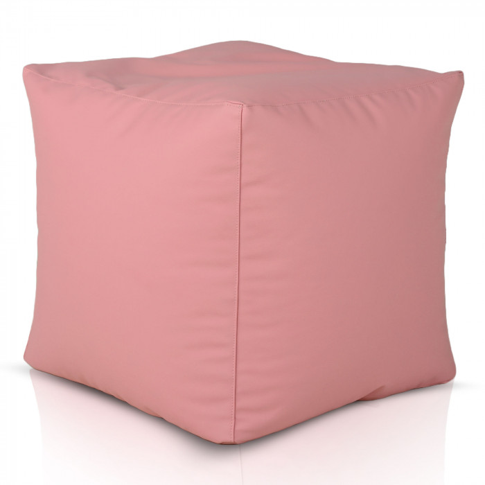 Rose clair Pouf Cube simili-cuir