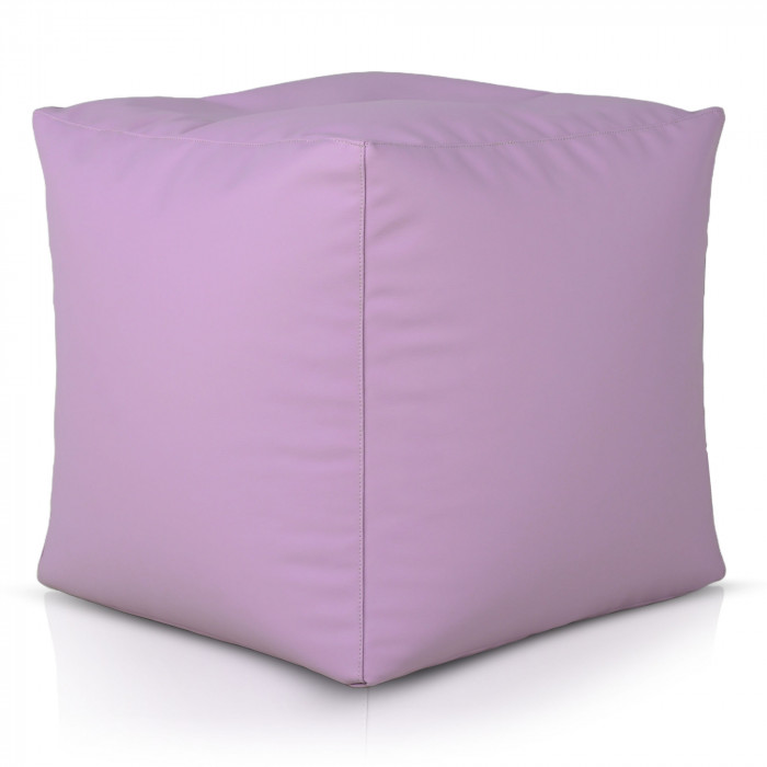 Violet clair Pouf Cube simili-cuir