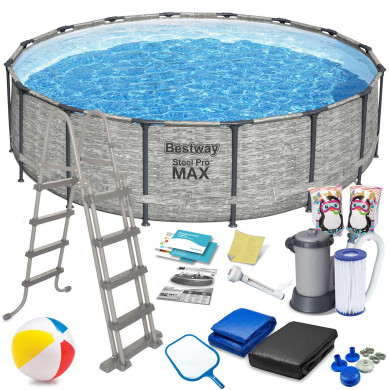 Steel PRO MAX Piscine hors sol Ronde Tubulaire Frame Cadre Métal 549 x 122 cm, 18in1 Bestway 5618Y