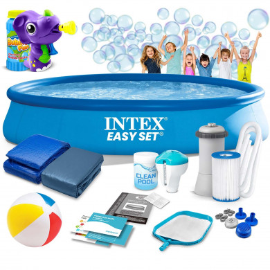 Piscine gonflable ronde hors sol Autoportante avec pompe 457 x 84 cm 15in1 INTEX 28158 + machine à bulles GRATUITE.