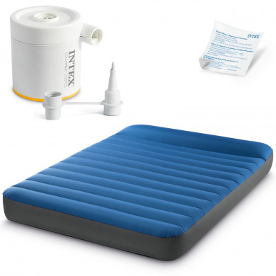 Matelas double en velours avec pompe électrique 191x137x22 cm INTEX 64012