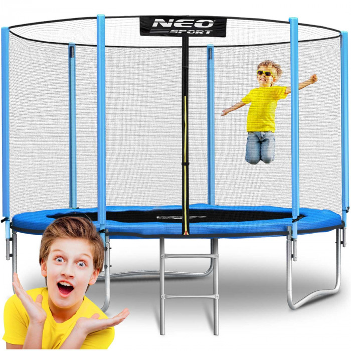 Trampoline de jardin 10ft/312cm avec filet extérieur et échelle.