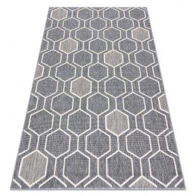 Tapis SPRING 20404332 Hexagone, à cordes, à boucles - gris