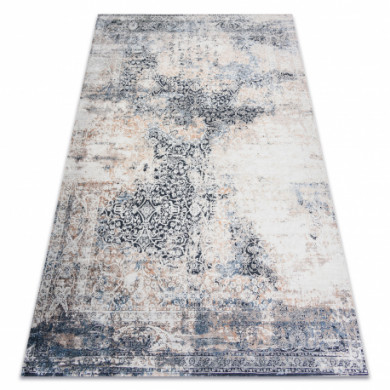 Tapis lavable ANDRE 1016 Ornement, vintage antidérapant - beige