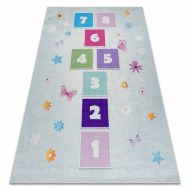 Tapis lavable BAMBINO 1075 marelle, nombres pour les enfants antidérapant - vert