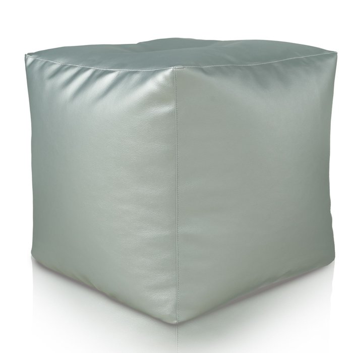 Argent Pouf Cube simili-cuir