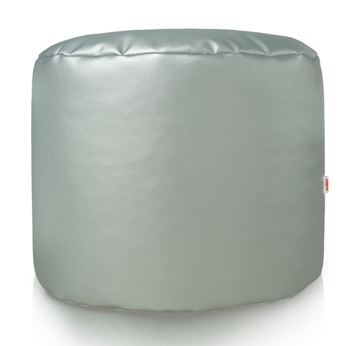 Argent Pouf Cylindre simili-cuir