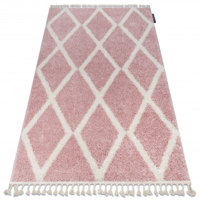 Teppich BERBER TROIK A0010 rosa / weiß Franse berber marokkanisch shaggy
