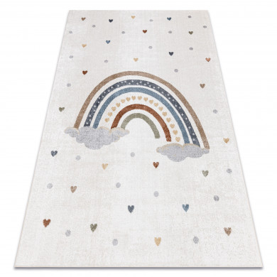 Teppich BONO 724 REGENBOGEN, HERZ creme / hellgrau