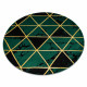 Dywan EMERALD ekskluzywny 1020 koło - glamour, stylowy marmur, trójkąty butelkowa zieleń / złoty