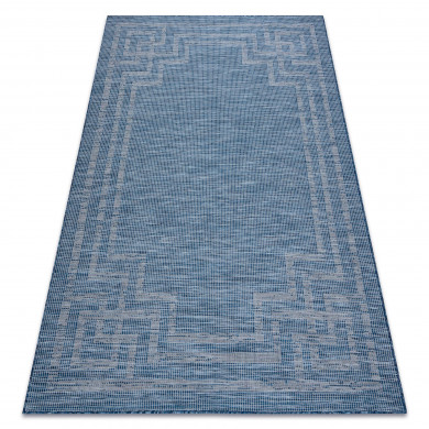 Tapis SIZAL PATIO 3071 grec tissé à plat bleu foncé / beige 45 x 70cm