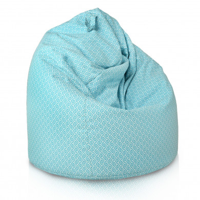 Meander blanc et bleu Pouf Poire