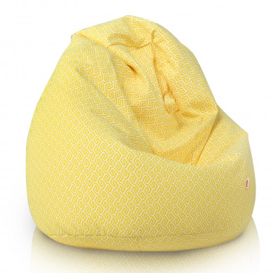 Mèandre blanc et jaune Pouf Poire