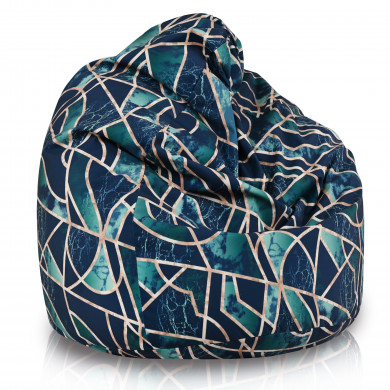 Marbre géométrique bleu foncé et vert pouf poire