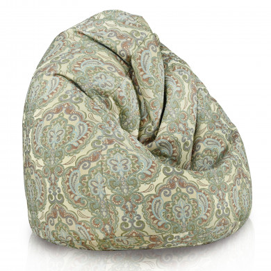 Ornement oriental vert sur tissu texturé pouf poire