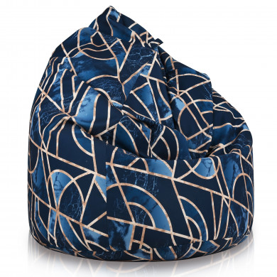 Marbre géométrique bleu foncé et bleu clair pouf poire