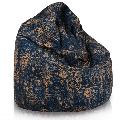 Bleu foncé Ornement baroque doré Vintage pouf poire