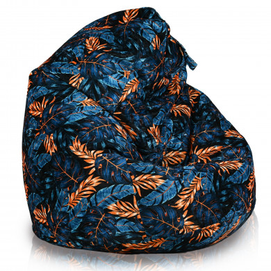 Bleu foncé-orange Feuilles tropicales pouf poire