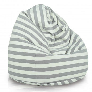 Blanc Gris Rayures Extérieur pouf poire
